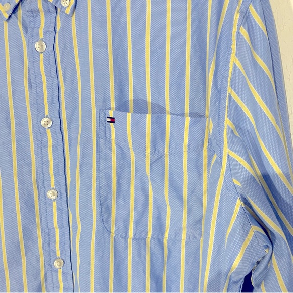 Tommy Hilfiger Shirt Mens XXL 2XL Blue Yellow Striped Long Sleeve Button Up * - Picture 3 of 5
